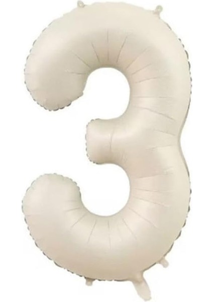 Kumu Bej Rengi Rakam Folyo Balon 3 Yaş