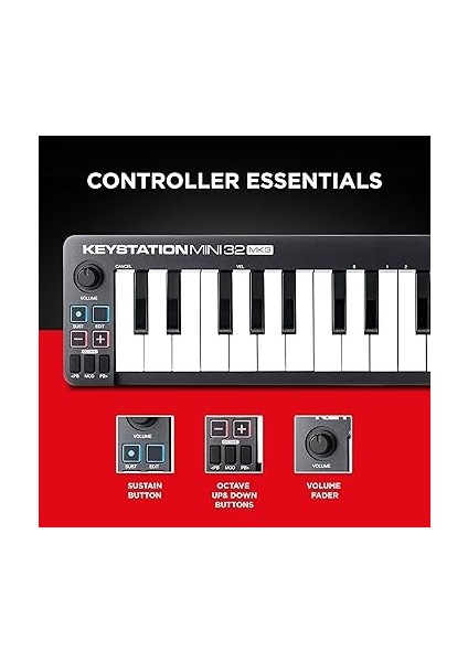 Keystation Mini 32 Mk3 - Protools ile Mobil Müzik Üretimi Için Taşınabilir USB Mıdı Klavye Denetleyicisi - Ilk M-Audio Sürümü fırsatları