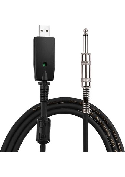 USB Gitar Ses Kablosu USB Erkek Arayüzü - 6,35 mm (1/4 Inç) Mono Elektro Gitar Bağlantı Kablosu Profesyonel Gitardan Pc'ye USB Bağlantısı Kablosu Windows/macos ile Uyumlu - Hem 44,1 Khz Hem