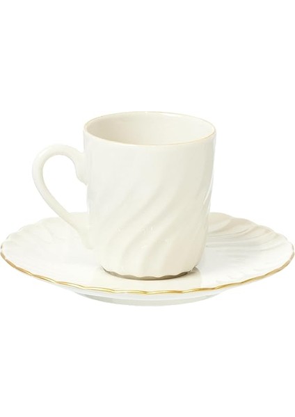 Porselen Lilyum 12 Parça 6 Kişilik Kahve Fincan Takımı, Krem fiyatları