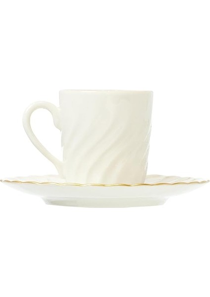 Porselen Lilyum 12 Parça 6 Kişilik Kahve Fincan Takımı, Krem modelleri