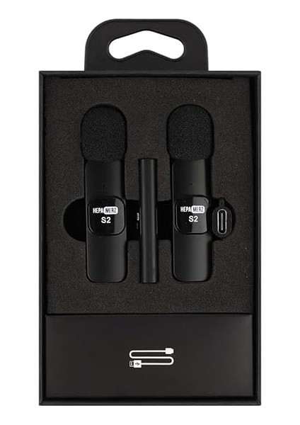 Merz S2 Iphone ve Type-C Uyumlu Kablosuz Ikili Yaka Mikrofonu Youtube Facebook Tiktok Vlog fiyatları