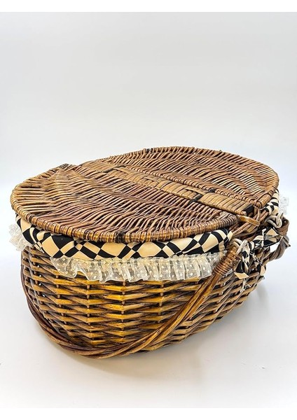 Hasır Piknik Sepeti – Iki Kapaklı, Büyük Boy, Doğal Hasır El Örgüsü Piknik Sepeti, Şık ve Dayanıklı Sofra Sepeti, Dış Mekân, Kamp ve Bahçe Kullanımı Için Ideal (Koyu Kahve)