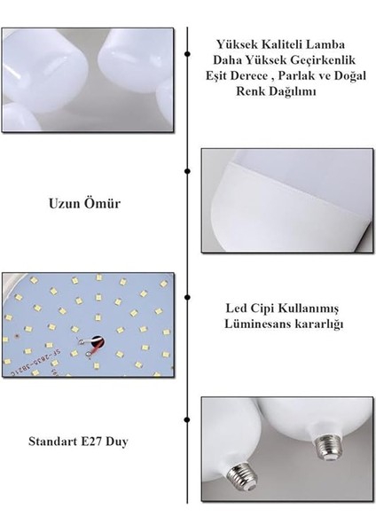 27W (152W) Büyük Boy Torch LED Ampul Beyaz Jumbo Lamba 865 17,5 cm fiyatları