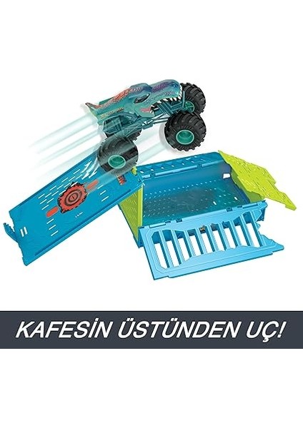 Wheels Monster Trucks 1:24 Mega Wrex'in Çarpışma Kafesi, 3 Yaş ve Üzeri, HNC29 fırsatları