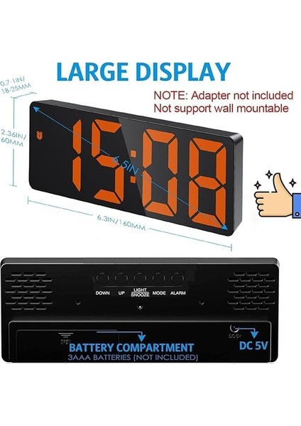 LED Dijital Masa Saati Termometre Alarm Takvimli Mod Ayarlı (Turuncu) fiyatları