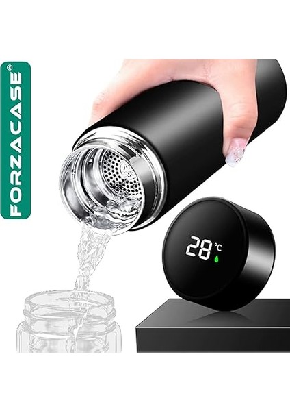 Paslanmaz Çelik Dijital Termometreli 500 ml Sıcak Soğuk Tutan Çay Kahve Su Termosu - FC045 (Siyah) modelleri