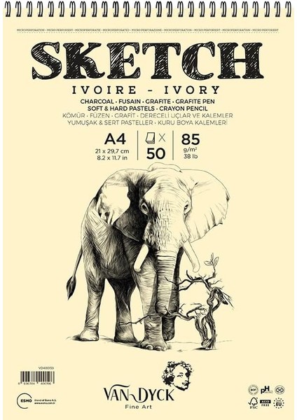 Dyck Skecth Çizim Blok A4 85GR Üstten Spiralli Defter