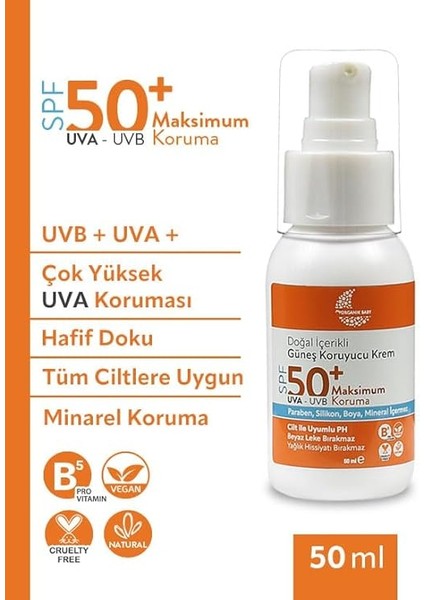 Baby Doğal Içerikli Bebek Çocuk ve Yetişkin Güneş Kremi Leke Karşıtı Vegan Uva Uvb 50 Spf Tüm Ciltler fiyatları