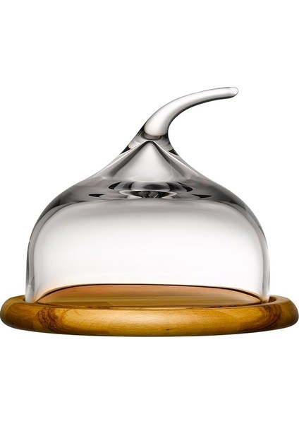 Ahşap Altlıklı Cam Kapaklı Servis Tabağı, 22.5 Cm, 1.26 kg