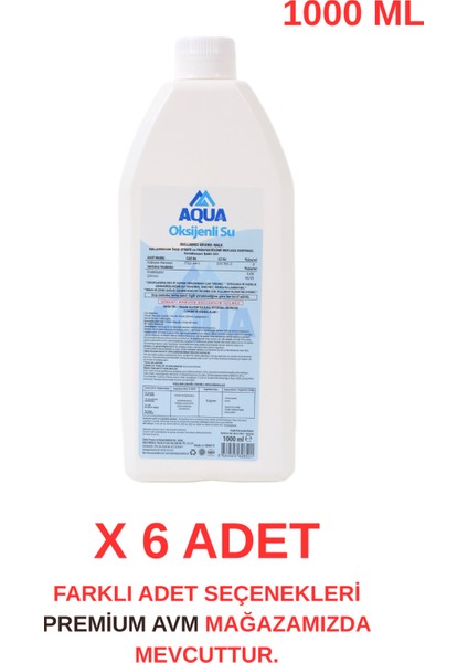 (6 Adet) Oksijenli Su 1000 ml | Cilt ve Yüzey Temizliği Için Oksijenle Güçlendirilmiş Formül