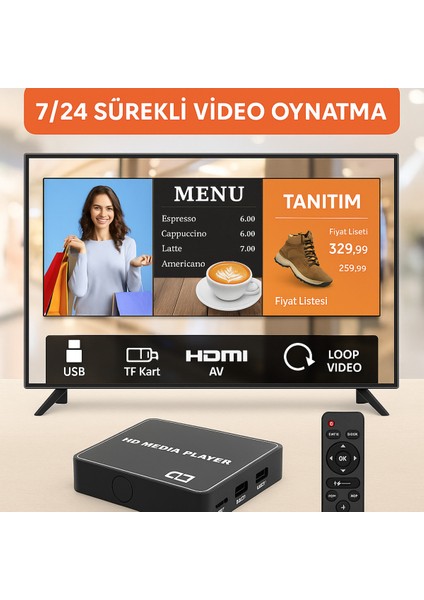 Otomatik Açılır 7/24 Reklam Oynatıcı Işletme Tanıtım Ekranı Hdmı/av Usb/tf Kart