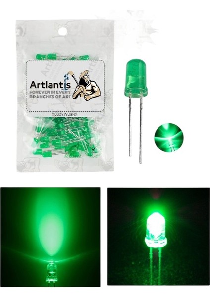 Yeşil Mantar LED Diyot Lamba 150 Li 1 Paket Yeşil 4.8 mm Mini Mantar LED Lamba Deney Bilim Proje Arduino Işığı