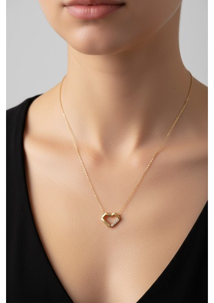 Kalpli Geometrik Figürlü Zirkon Taşlı 14 Ayar Altın Kolye fiyatları