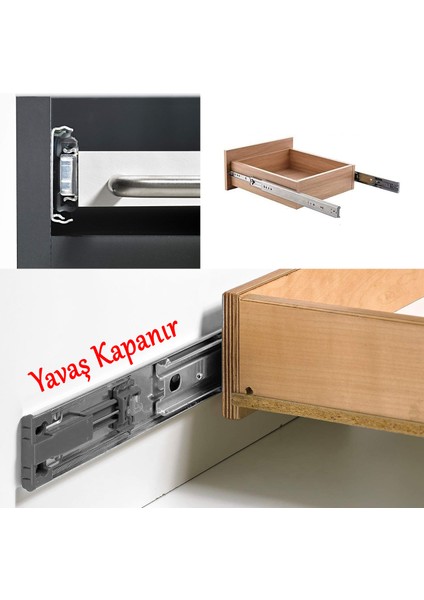 (1 Çift ) Frenli Teleskopik Çekmece Rayı Bilyalı Dolap Çekmecesi Ray Metal En 4.3 cm Uzunluk 50 cm fırsatları