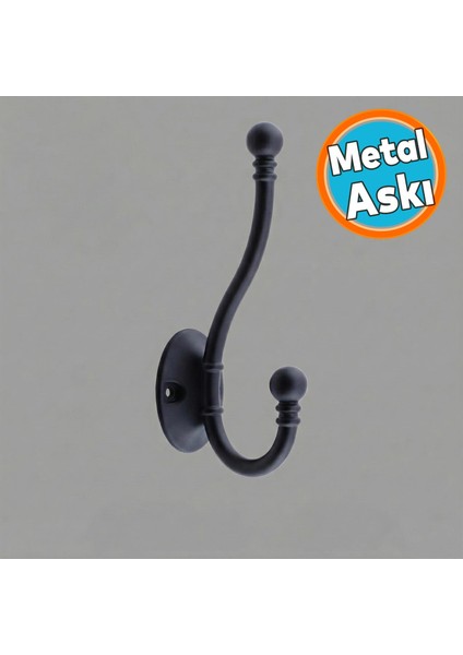 Vestiyer Portmanto Dolap Askılık Askılığı Duvar Banyo Mutfak Elbise Kıyafet Askısı Siyah Askı