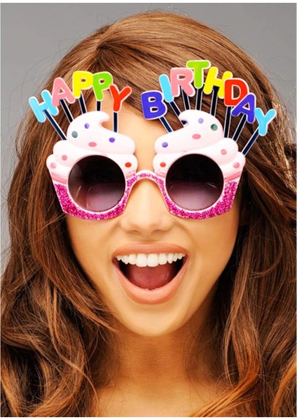 Happy Birthday Yazılı Pembe Fuşya Renk Parti Gözlüğü 12X7 cm (5148) fiyatları