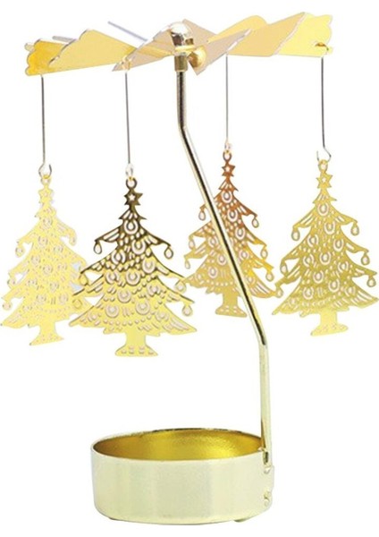 Isı Ile Dönen Metal Mumluk – Çam Ağacı Modeli, Altın Renk, Yılbaşı ve Yeni Yıl Dekoratif Mumluk modelleri