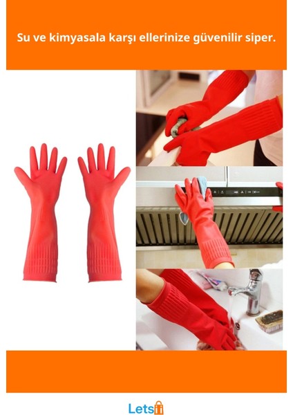 Uzun Konç Su Geçirmez Bulaşık Eldiveni M Beden Pembe Turuncu fiyatları