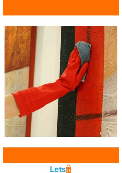 Uzun Konç Su Geçirmez Bulaşık Eldiveni M Beden Pembe Turuncu modelleri