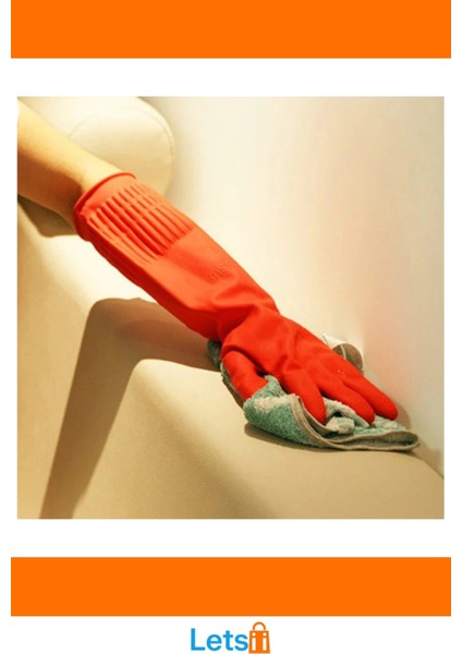 Uzun Konç Su Geçirmez Bulaşık Eldiveni M Beden Pembe Turuncu fırsatları