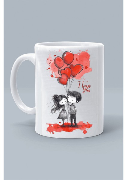 Sevgililer Günü I Love You Seni Seviyorum Tasarım Baskılı Beyaz Kupa Bardak