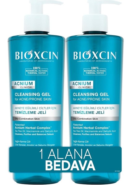 Acnium Sebum Dengeleyici Yüz Yıkama Jeli 500 ml 1 Alana 1 Hediye – Salisilik Asit, Çay Ağacı ve Niasinamid Içeren Yağlı ve Akneye Eğilimli Ciltler Için Temizleyici