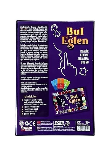 Eğlen Kutu Oyunu | Yerli Tabu Tarzı Kelime Anlatma Oyunu | 165 Kart, 660 Gizli Kelime | 9+ Yaş Eğlenceli Grup ve Aile Oyunu | Türkçe | Uyarı Zili, Kum Saati Dahil modelleri