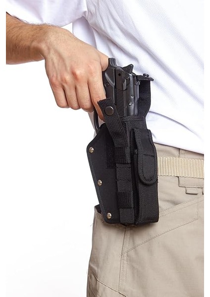 Askeri Malzeme Sağ El Siyah Renkli Çift Emniyetli Şarjörlüklü Airsoft Palaskaya Kemere Geçirmeli Impertex Silah Kılıfı fırsatları