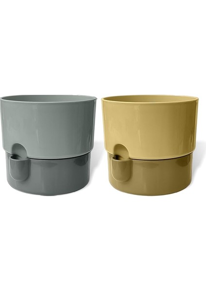 2 Adet Dora Saksı Dekoratif Tabaklı Çiçek Kaktüs Saksısı Parlak Plastik Saksı (Karışık 1, 2 Litre)