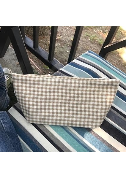 Yıkanabilir Fermuarlı Tek Gözlü Keten Kalemlik Kalem Kutusu Cüzdan Makyaj Çantası Bez Kalem Kesesi (Bej) fiyatları