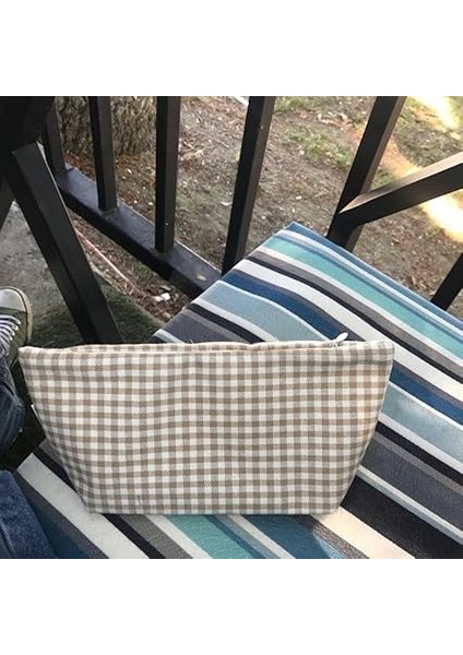 Yıkanabilir Fermuarlı Tek Gözlü Keten Kalemlik Kalem Kutusu Cüzdan Makyaj Çantası Bez Kalem Kesesi (Bej) fırsatları