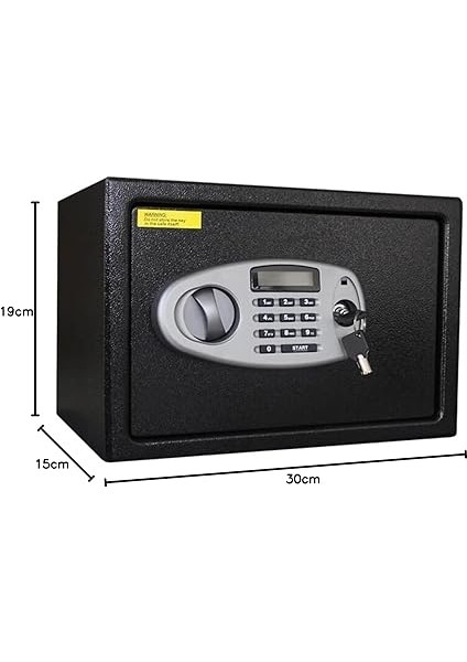 LCD Ekranlı Küçük Boy Kasa Y-SS0000NFP - Standart Güvenlik - Master Şifre - 2 Adet 6 Şifeli Anahtar - 20 x 31 x 20 cm - Siyah indirimleri