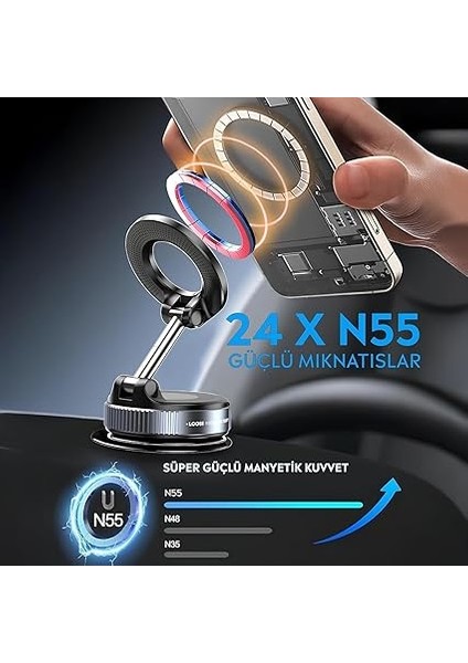 Mıknatıslı Vakumlu Araç Içi Telefon Tutucu Manyetik 360° Dönen Taşınabilir Çok Amaçlı Araba Tutacağı indirimleri