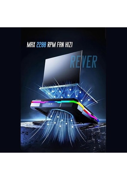 Gaming Laptop Notebook Soğutucu Stand Telefon Tutucu Stant 2200RPM Rgb Işıklı LED Display modelleri