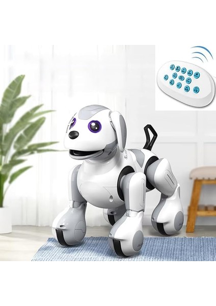 Fonksiyonlu Şarjlı Uzaktan Kumandalı ve El Sensörlü 22 cm Akıllı Robot Köpek Sesli Işıklı Programlama Dans Havlama ve Elle Kontrol