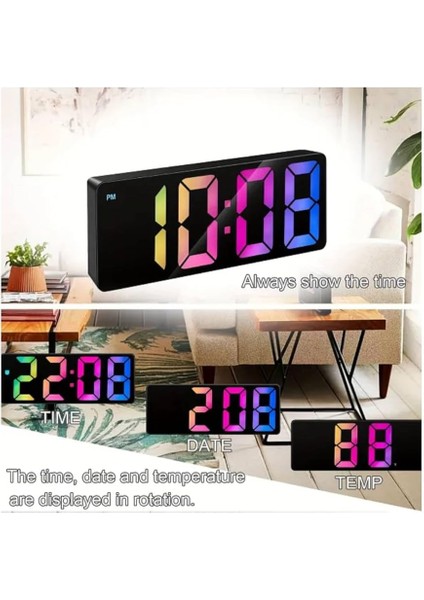 LED Dijital Masa Saati Termometre Alarm Takvimli Mod Ayarlı (Renkli) fiyatları