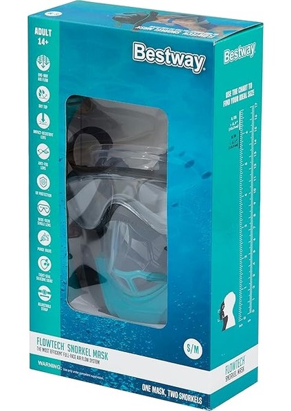 Flowtech Tam Yüz Şnorkel Maskesi S/m modelleri