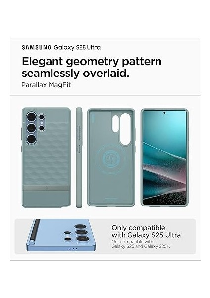 Caseology Galaxy S25 Ultra ile Uyumlu Kılıf Parallax Mag Hava Kanalı Teknolojisi Askeri Sınıf Koruma Sage Green 3 Boyutlu Tasarım Kapak - ACS09053 fiyatları