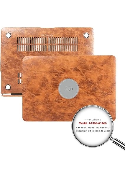 Macbook Air Kılıf 13 Inç Deri LEAT01 Eski USB Girişli Model 2010-2017 A1369 A1466 ile Uyumlu Kahverengi modelleri