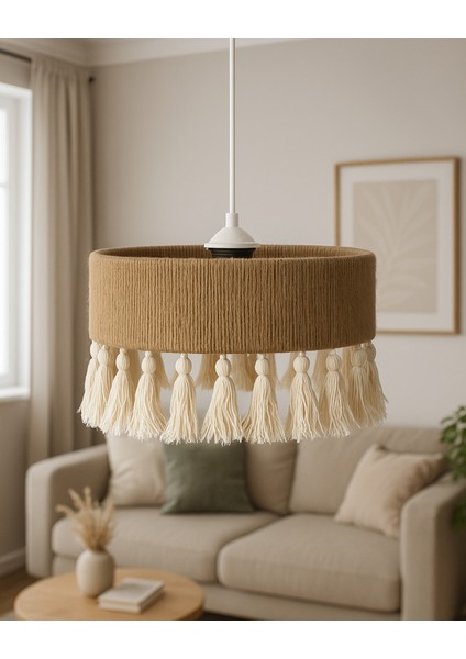 El Yapımı Jüt Ipli Avize / Bohem Püsküllü Avize / Oturma Odası ,salon,yatak Odası,ofis,mutfak,balkon fiyatları