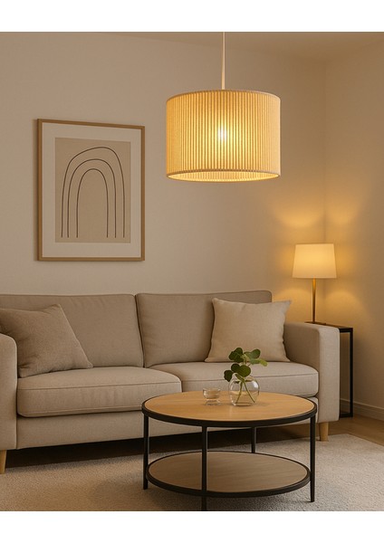 El Yapımı Bej Pamuk Makrome Bohem Modern Avize / Salon ,yatak Odası ,oturma Odası,ofis,mutfak,balkon