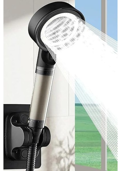 Turbo Filtreli Duş Başlığı, Yüksek Basınçlı Filtreli El Duşu, 5 Fonksiyonlu Filtreli Duş Başlığı, Filtreli El Duşu (Black) modelleri