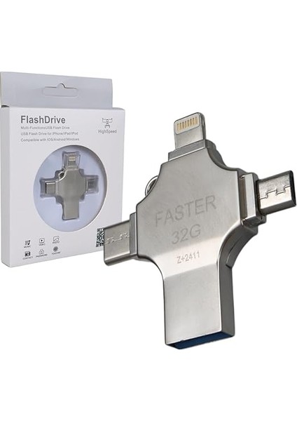 In1 Metal 32 GB Flash Bellek (Usb - Type-C - Micro USB - Lightning) modelleri