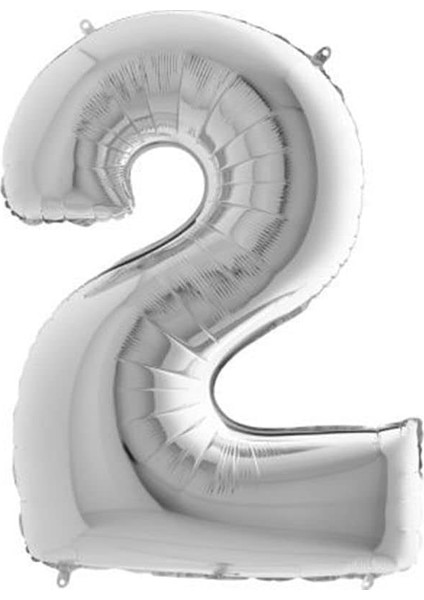 Vitrini 2 Rakamlı 16 Inç Gümüş Renk Folyo Balon 36 cm (Gümüş)