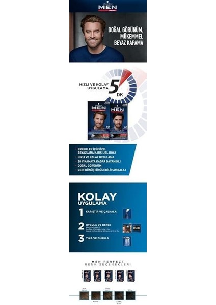 Men Perfect 70 Koyu Kahve Erkeklere Özel Saç Boyası modelleri