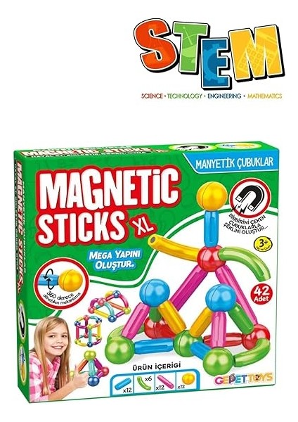 Boy 42 Parça Manyetik Çubuklar ve Toplar Stem Oyuncağı Eğitici Zeka Geliştirici Oyuncak, Manyetik Çubuklar ve Toplar modelleri
