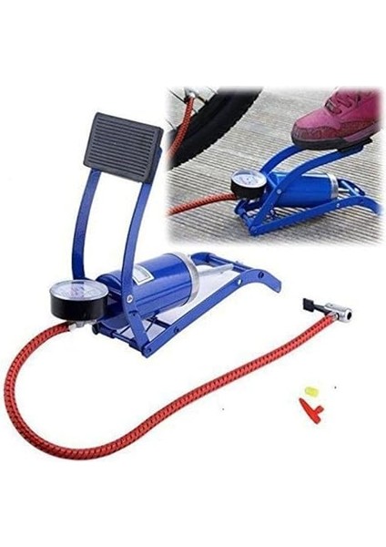 Bisiklet Pompası Top Şişirme Hava Ayak Pompası Basınç Göstergeli Tek Pistonlu fırsatları