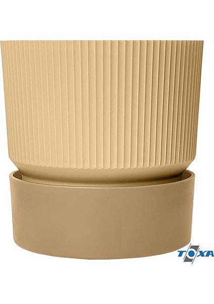 Ixora Saksı Dekoratif Tabaklı Drenajlı Çiçek Saksısı (Krem, 2 Litre) modelleri