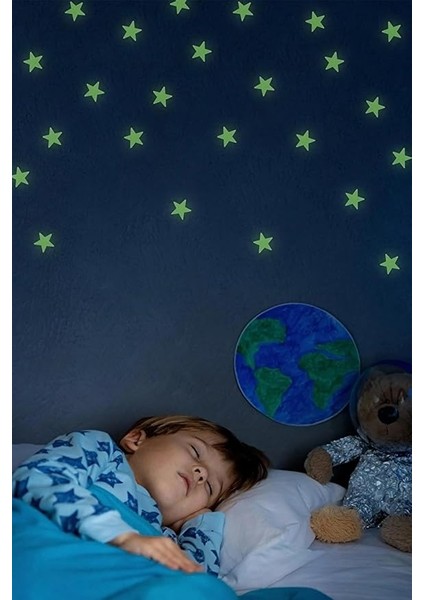 Sticker Karanlıkta Parlayan Fosforlu Ay ve Yıldız Tasarımlı Dekoratif (200 Adet Yıldız) indirimleri